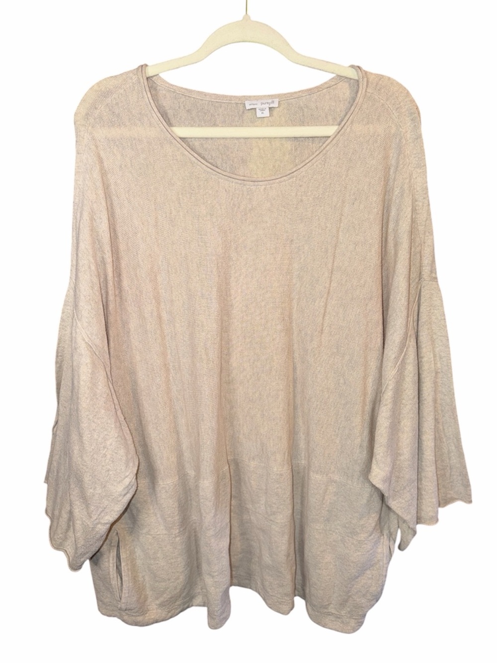 Pure Jill Cream Cotton/Cashmere Sweater Top, Size XL